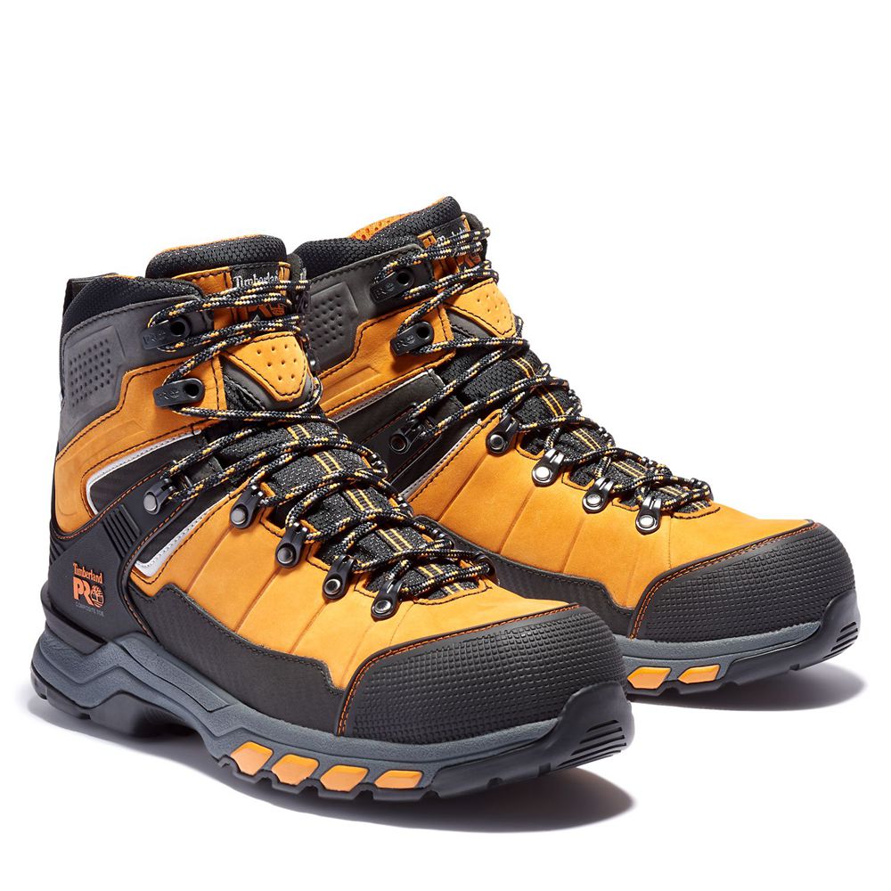 Timberland Mens Work Boots PRO® Hypercharge TRD Waterproof Composite-Toe - Orange/Black - India GD03